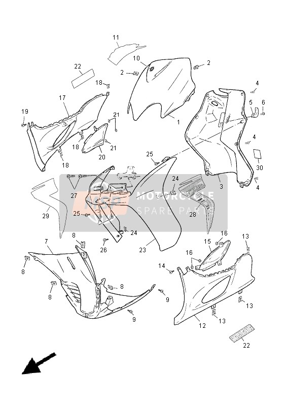 Yamaha CS50M 2015 Bouclier de jambe pour un 2015 Yamaha CS50M